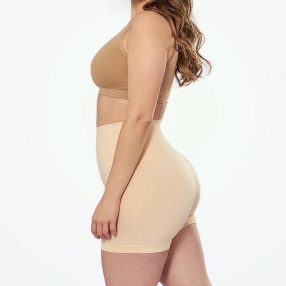 Women's Shapermint Essentials Everyday Smoothing Short 43425 Size X Large Beige - Picture 2 of 12